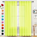 SpaceDresser Basic Rod Pocket Sheer Voile Window Curtain Panels Chartreuse 1 Pair 2 Panels 52 Width 90 Inch Long for Kitchen Bedroom Children Living Room Yard（Chartreuse, 52W x 90L）