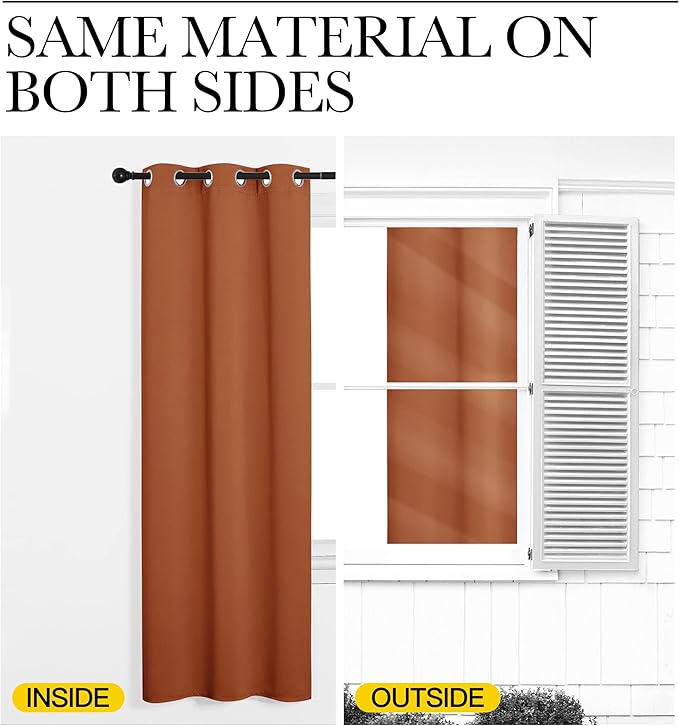 NICETOWN Blackout Curtains for Living Curtains, Burnt Orange, 2 Panels, 29 by 30, Room Darkening Window Curtain Panels, Easy-Care Solid Thermal Insulated Draperies/Drapes for Daughter Room