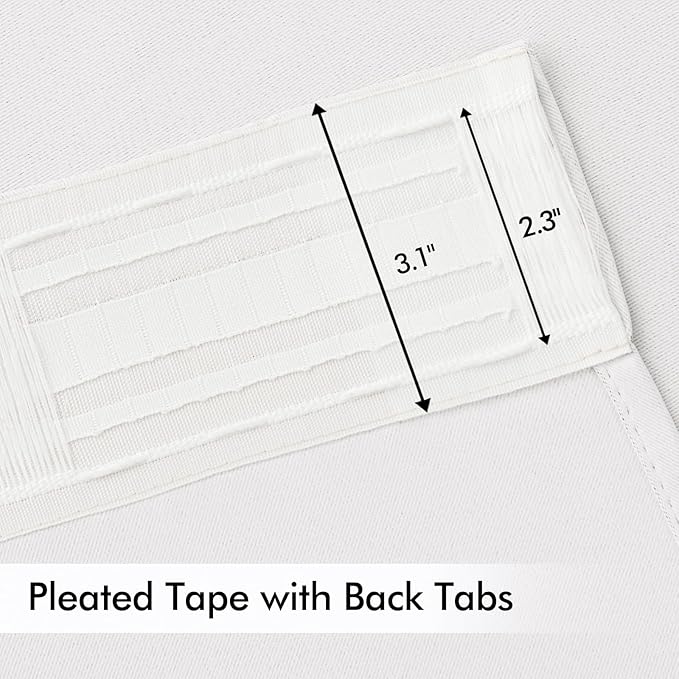 MIULEE Pure White Back Tab Blackout Curtains 84 Inch Length 2 Panels Set for Living Room Bedroom Privacy, Rod Pocket/Pinch Pleat Thermal Insulated Room Darkening Pleated Light Blocking Drapes