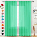 SpaceDresser Basic Rod Pocket Sheer Voile Window Curtain Panels Grass Green 1 Pair 2 Panels 52 Width 54 Inch Long for Kitchen Bedroom Children Living Room Yard（Grass Green, 52W x 54L）