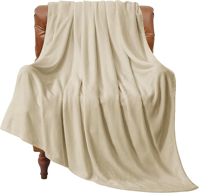 BEDELITE Fleece Blanket Linen Throw Blanket for Couch & Bed, Luxury Plush Cozy Fuzzy Blanket 50" x 70", Super Soft Warm Lightweight Fall Throw Blanket for Travel Camping