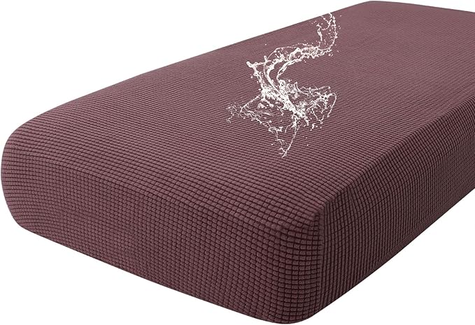 hyha Waterproof Couch Cushion Covers for Pets, Non Slip Sofa Seat Cover for Dogs Washable, Soft Thick Stretch Jacquard Fabric, Sofa Slipcovers with Elastic Bottom (1 Piece for Large, Chocolate)