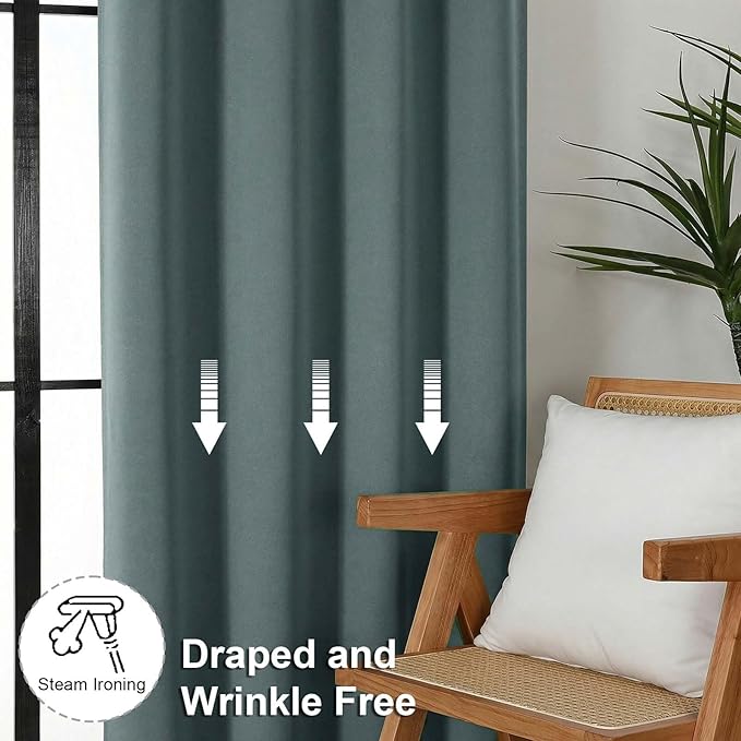 Simplebrand Ava Dark Green Short Blackout Curtains for Bedroom 54 Inches Long 2 Panels Set, Solid Thermal Insulated, Energy Saving Window Treatment Curtains Blackout Drapes, W40 x L54 Inch, Dark Green