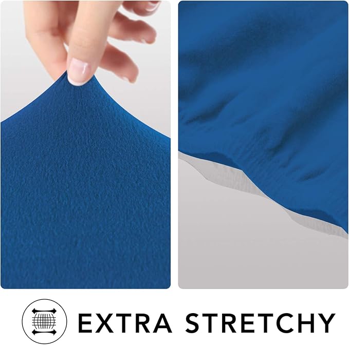 PureFit Super Stretch 4 Seater Sofa Slipcover – Spandex Non Slip Soft Couch Sofa Cover, Washable Furniture Protector with Non Skid Foam and Elastic Bottom for Kids, Pets （XX Large, Classic Blue）