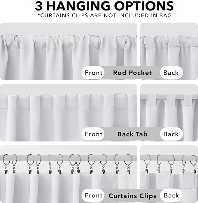 Deconovo Blackout Curtains, Thermal Insulated, W52 x L84 2 Panels, Back Tab, Machine Washable, Room-Darkening Drapes for Bedroom/Living Room Star White