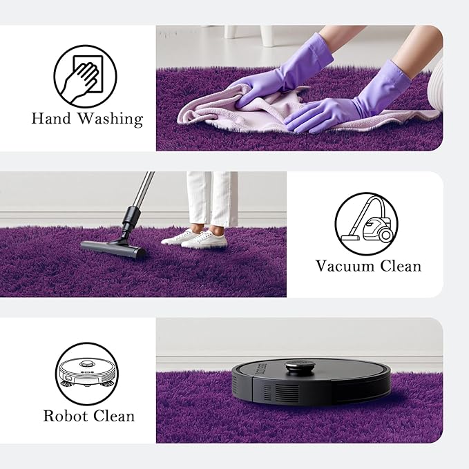Rugs for Bedroom 4x6, Alfombras para Salas Shag Large Plush Soft Area Rug, Shaggy Carpets for Livingroom, Kids Boys Girls Home Decor Aesthetic(Grape Purple, 4 x 6)