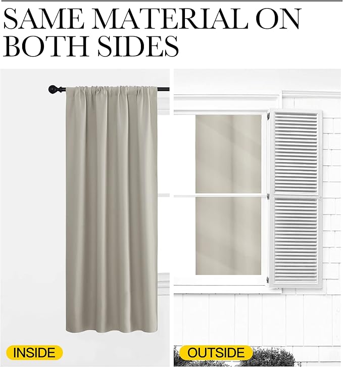 NICETOWN Blackout Curtains for Living Curtains, Room Darkening Window Curtain Panels, Easy-Care Solid Thermal Insulated Draperies/Drapes for Daughter Room (Natural, 2 Panels, 42 by 84)