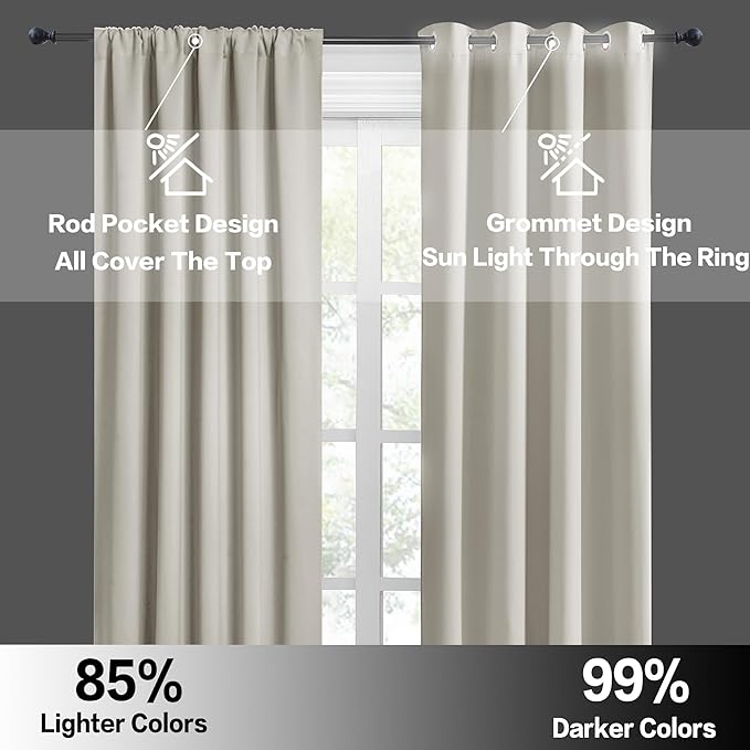 RYB HOME Cafe Curtains 24 inch Length, RV Curtains for Camper Windows, Mini Short Small Insulating Light UV Heat Blocking Privacy Half Window Tiers, Width 29 by Length 24, Natural, 2 Panels