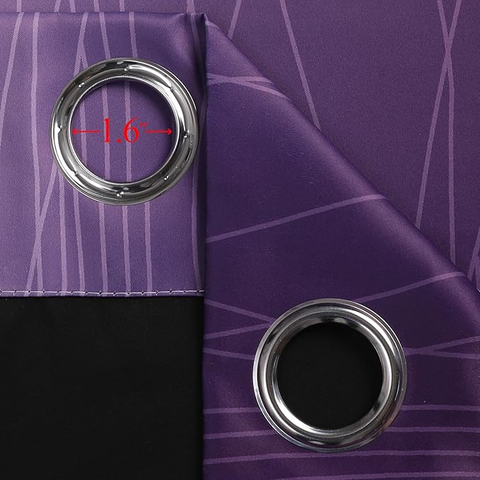 Estelar Textiler Black and Purple Ombre Blackout Curtains 90 Inches Long 2 Panels Set, Thermal Insulated Gradient Drapes for Bedroom, Energy Saving Grommet Curtains for Living Room,52Wx90L