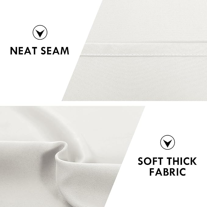 DWCN Blackout Curtains Thermal Insulated, Energy Saving & Noise Reducing Bedroom and Living Room Curtains, Ivory, W 52x L 84 Inch, Set of 2 Rod Pocket Curtain Panels