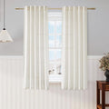 Nanspring 60 Inch Length Linen Curtains Cream Semi Sheer Light Filtering Back Tab and Rod Pocket Neutral Curtains for Bedroom Living Room 34 x 60 Inch,2 Panels