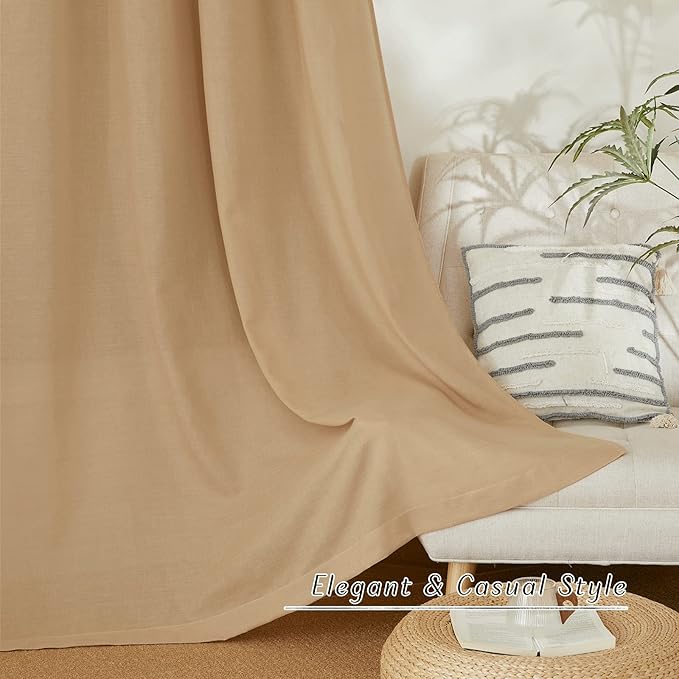 NICETOWN Burlap Thick Linen Curtains 72" Length, Grommet Privacy Window Treatments Linen Weave with Light Penetration Vertical Drapes for Farmhouse/Home Office, W42 x L72, 2 Panels