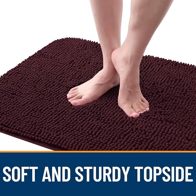 OLANLY Dog Door Mat for Muddy Paws 47x24, Absorbs Moisture and Dirt, Absorbent Non-Slip Washable Doormat, Quick Dry Chenille Mud Mat for Dogs, Entry Indoor Entryway Carpet for Inside Floor, Russet