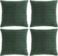 Fancy Homi Set of 4 Dark Green Boho Decorative Throw Pillow Covers 20x20 Inch for Couch Bed Sofa, Aesthetic Modern Bohemian Room Decor, Soft Fuzzy Fluffy Cozy Corduroy Textured Cushion Case 50x50cm