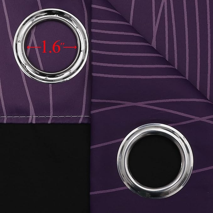 Estelar Textiler Purple and Greyish White Ombre Blackout Curtains 72 Inches Length for Bedroom, Thermal Insulated Light Blocking Grommet Gradient Blackout Drapes for Living Room, 42Wx72L, 2 Panels