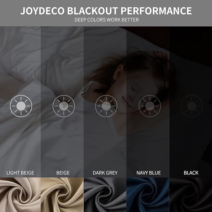 Joydeco Blackout Curtains 63 Inch Length 2 Panels Set, Thermal Insulated Long Curtains& Drapes 2 Burg, Room Darkening Grommet Drapes for Living Room Bedroom Window (W52 x L63 Inch, Navy Blue)