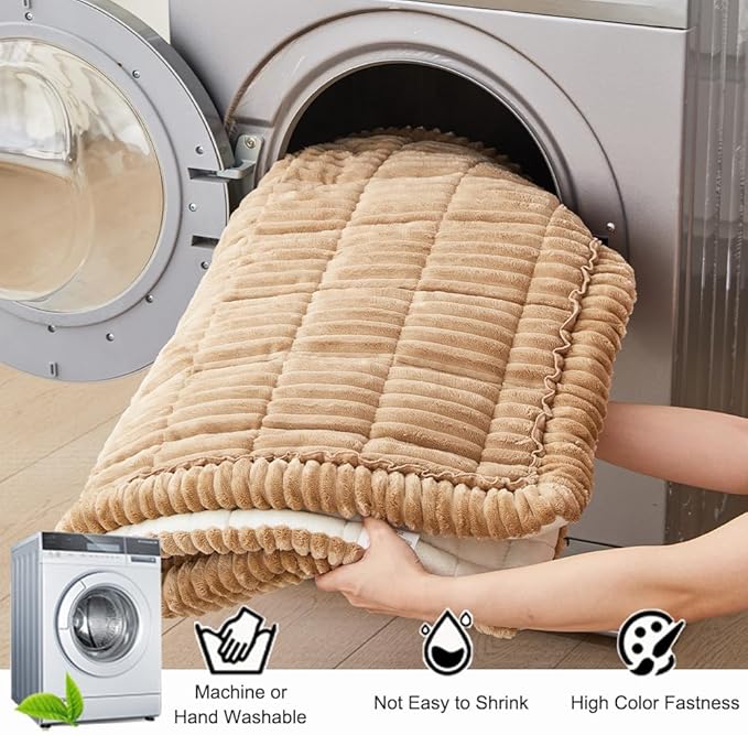 Couch Cover for Dogs Washable, Fuzzy Pet Couch Covers for 3 Cushion Sofa Pet Friendly, Non Slip Sofa Cover (Light Brown, 35" x 70.9"/90 x 180cm)