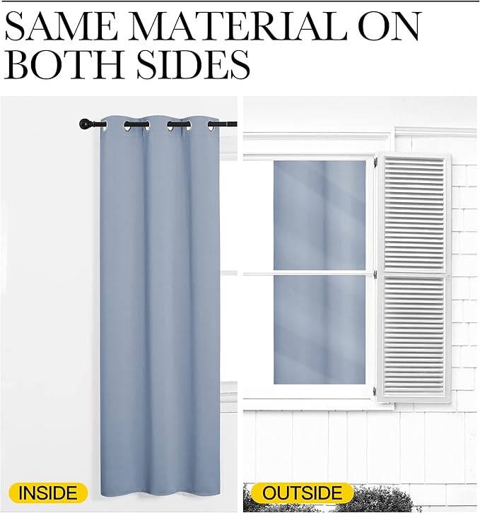 NICETOWN Blackout Curtain Panels for Bedroom, 2 Panels, Vintage Blue, W42 x L40-inch, Thermal Insulated Grommet Top Blackout Draperies and Drapes for Basement