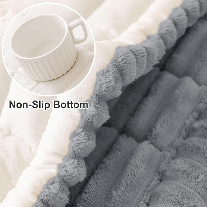 hyha Couch Covers for Dogs Washable, Non Slip Plush Dog Sofa Protectors, Fuzzy Pet Couch Covers for 3 Cushion Sofa Pet Friendly (Grey, 27.6" x 82.7")