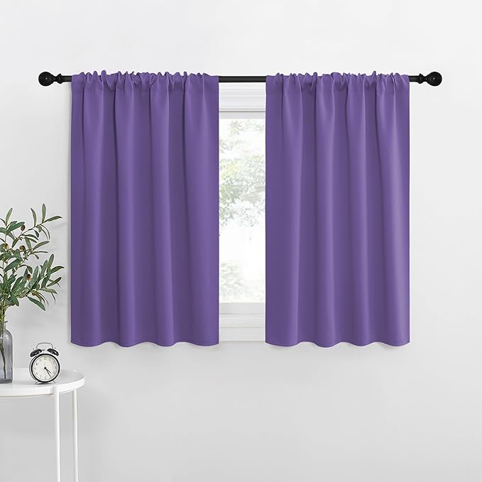 NICETOWN Blackout Curtains for RV Windows, Lilac Purple, 29" by 20", 2 Panels, Room Darkening Window Curtain Panels, Easy-Care Solid Thermal Insulated Draperies/Drapes for Daughter Room