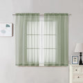 OVZME 2 Panels Sheer Sage Green Curtains 54 Inches Length Window Treatment for Kitchen, Elegant Airy Transparent Curtain Draperies Rod Pocket for Kids Living Room, Each 42 Width 54 Length