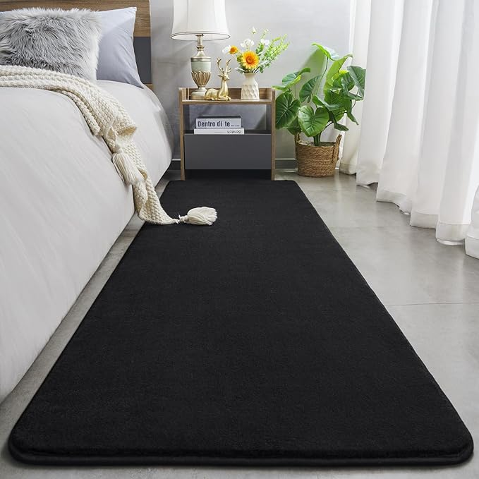 Amearea Modern Soft Hallway Runner Rug, 3x8 Feet Area Rug Runners for Hallways, Washable Runner Rugs, Non Slip Memory Foam Rug Black Runner Rugs Carpet for Entrance Kitchen Kids Room Decor
