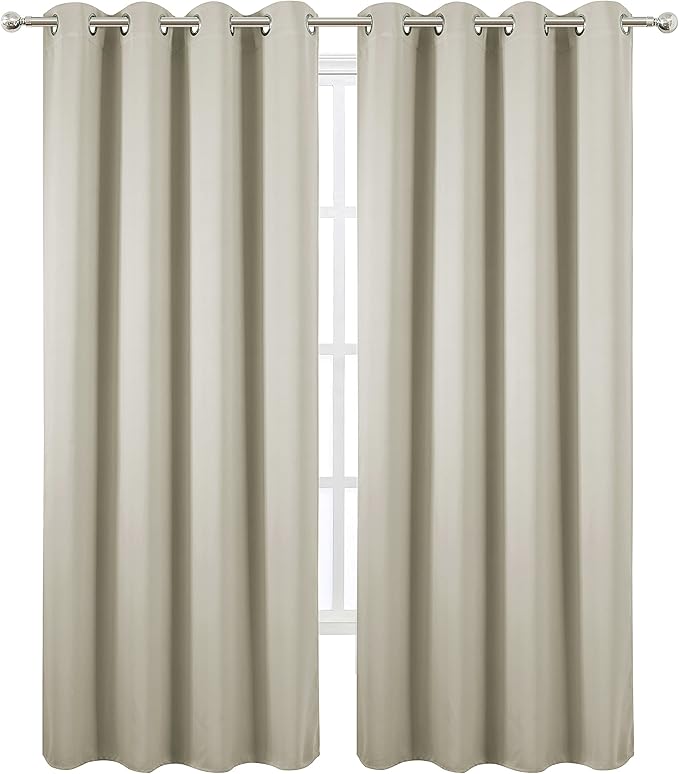 LEMOMO Light Beige Thermal Blackout Curtains/52 x 95 Inch/Set of 2 Panels Room Darkening Curtains