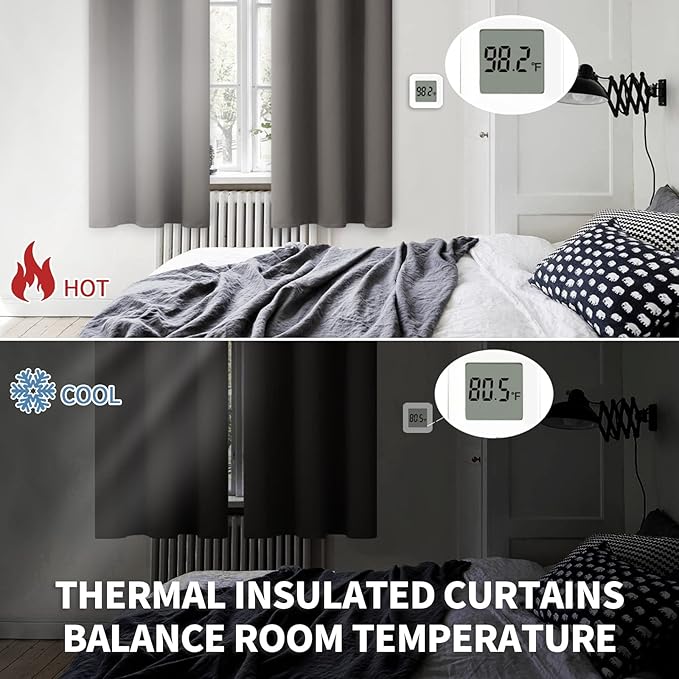 BGment Blackout Curtains - Grommet Thermal Insulated Room Darkening Bedroom and Living Room Curtains, Set of 2 Panels (52 x 120 Inch, Grey)