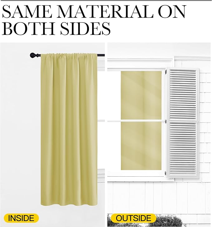 NICETOWN Blackout Curtains for Living Curtains, Paler Yellow, 2 Panels, 42 by 72, Room Darkening Window Curtain Panels, Easy-Care Solid Thermal Insulated Draperies/Drapes for Daughter Room