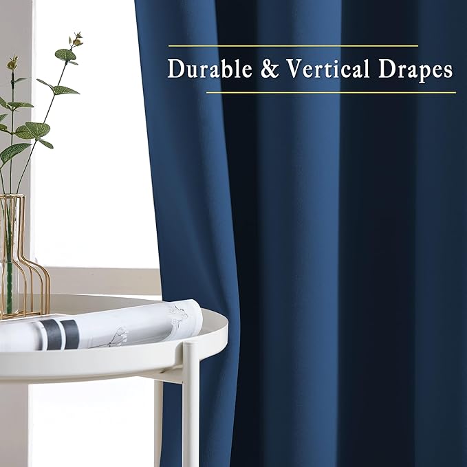 NICETOWN Blackout Curtain Drapes for Living Room - Decorative Thermal Insulated Solid Grommet Top Room Darkening Window Treatments for Kids Room (Moroccan Blue, 1 Pair, 66 x 72-Inch)