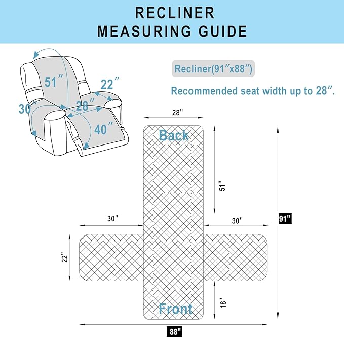 Recliner Chair Covers Reversible Sofa Cover Couch Cover for Pets Lazy Boy Furniture Protector(28''Recliner,Sand/Beige)