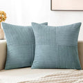 MIULEE Sky Blue Decorative Throw Pillow Covers 20x20 Inch for Couch Bed Sofa Pack of 2 Boho Farmhouse Throw Pillows Soft Cross Corduroy Patchwork Textured Cushion Cases