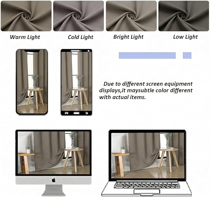 Simplebrand Ava Latte Blackout Curtains for Bedroom 84 Inch Length 2 Panels Set, Solid Thermal Insulated Privacy Nursery Window Treatment Curtains Blackout Drapes, W40 x L84 Inch, Latte