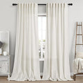 Cream Linen Curtains 115 Inches Long 2 Panels Set for Living Room Extra Long Back Tab Curtains Neutral Farmhouse Light Filtering Semi Sheer Linen Drapes Ceiling to Floor for Large Window 52x115