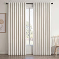 Extra Wide 70 Inch Length Blackout Curtains & Drapes 92 Inches Long 2 Panels Set for Sliding Glass Doors Modern Pleated Linen Blend Heavy Floor to Ceiling Large Window Drapes(70"Wx92"Lx 2 Birch)