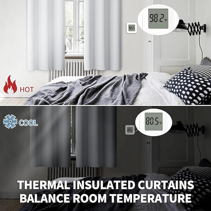 BGment Room Darkening Curtains for Bedroom - Grommet Thermal Insulated Window Treatments Light Blocking Curtains for Living Room, Set of 2 Panels, Each 55 x 96 Inch, Greyish White