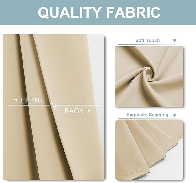 ChrisDowa Blackout Curtains 90 inches Long for Bedroom - 2 Panels Set Grommet Thermal Insulated Room Darkening Curtains for Living Room (Biscotti Beige, 52 x 90 Inch)