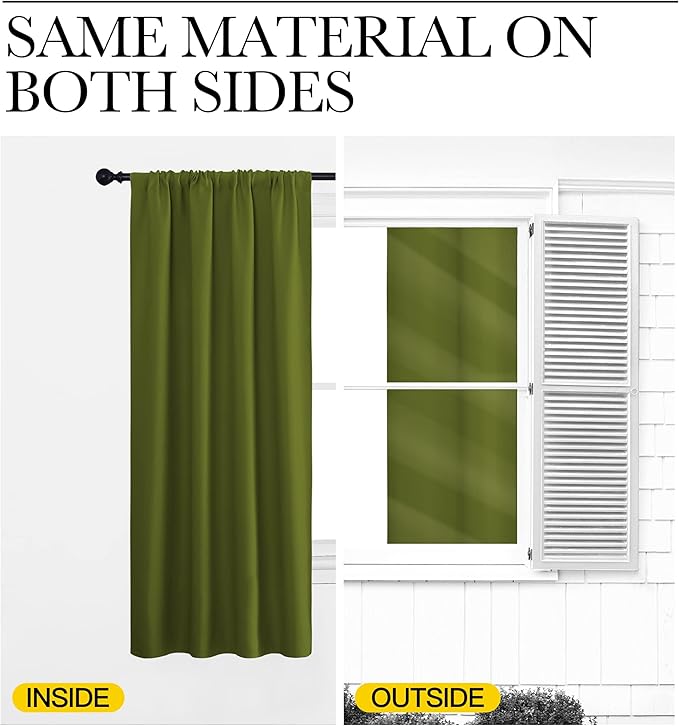 NICETOWN RV Blackout Curtains for Camper Windows, Olive, 29" Wide by 50" Long, 2 PCs, Short Blackout Curtains & Drapes, Thermal Insulated Blackout Curtain Panels for Kids Room, Play Room