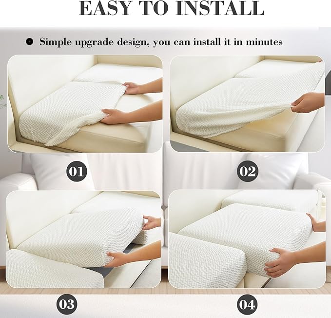 Sofa Covers Couch Covers for Sofa Pet Friendly Couch Cushion Covers Universal Sofa Covers Washable Stretch Slipcovers for Sectional Sofa (Texture Ivory White,Back Cover L)