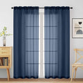 Navy Blue Sheer Curtains for Window 72 inches Long 2 Panels Set, Soft Airy Modern Light Filtering Sheer Curtains for Living Room Bedroom, Dual Rod Pocket Solid Window Drapes, 2x42Wx72L inches