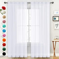 SpaceDresser Sheer Voile Window Treatment Rod Pocket Curtain Panels for Kitchen Bedroom Living Room Drapes Sunlight Filtering Privacy Semi Home Decor Assorted Colors Sizes (Optical White, 52 W x 63 L)