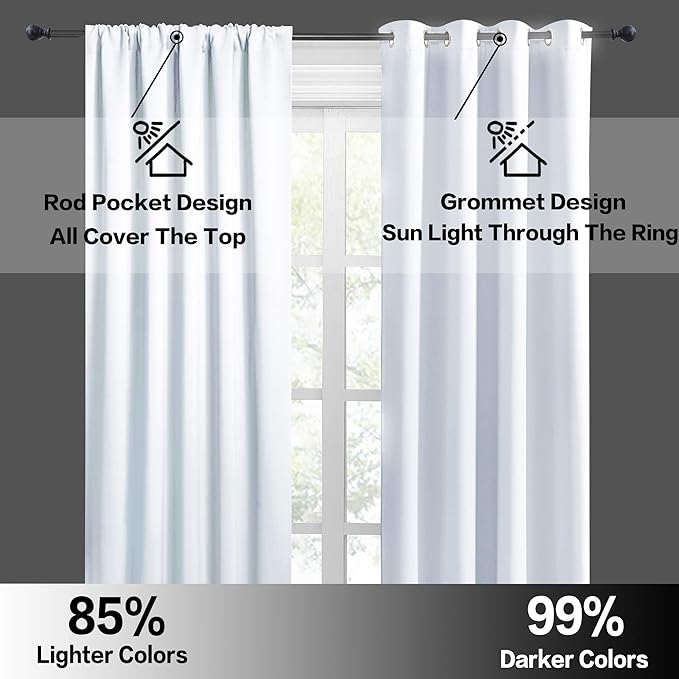 RYB HOME RV Curtains for Camper Windows, Mini Small Thermal Insulated Sunlight Heat Blocking Blocking Privacy Portable Curtains for Travel Trailer, Width 34 by Length 24, Greyish White, 2 Panels