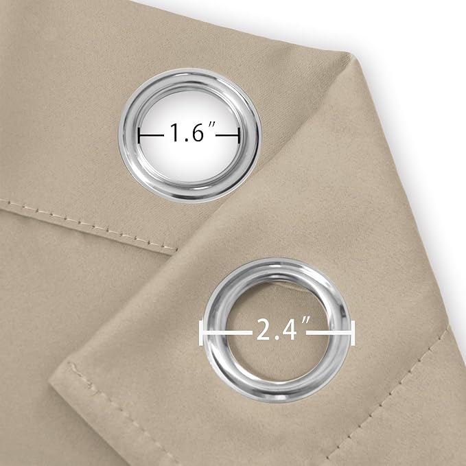 LEMOMO Khaki Blackout Curtains 66 x 63 Inch Length/Set of 2 Curtain Panels/Thermal Insulated Room Darkening Blackout Curtains for Bedroom