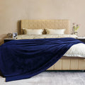 JIAHANNHA Fleece Blanket King Size Navy Blue 108 by 90 Inches Throw Blankets for Bed Sofa Couch 280GSM,Super Soft Cozy and Luxury Bed Blanket for All Season