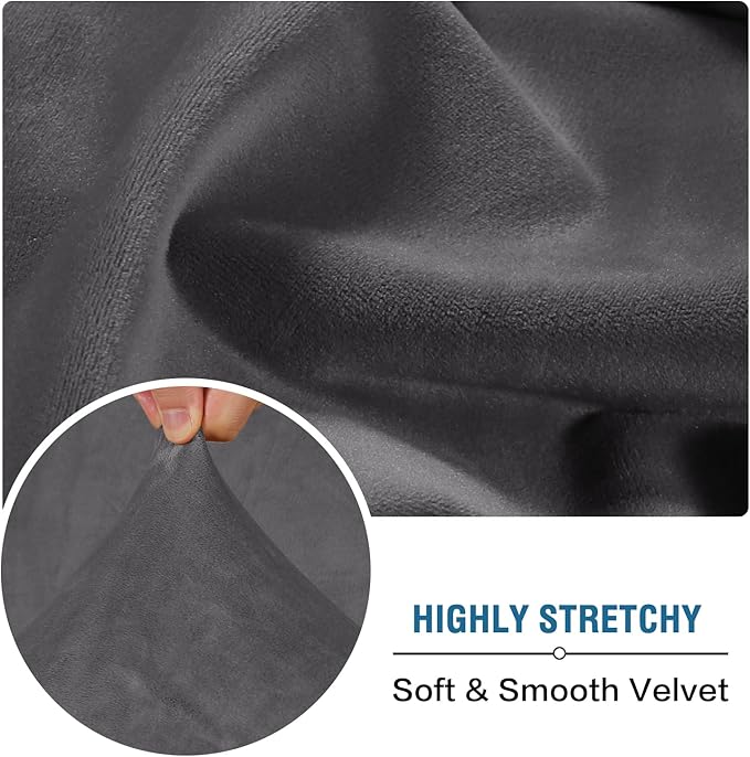 H.VERSAILTEX Velvet Stretch Individual Couch Cushion Cover Plush Cushion Slipcover for Loveseat Sofa Cushion Furniture Protector Seat Cushion Sofa Cover (1 Piece Sofa Cushion Cover, Grey)