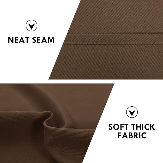 DWCN Blackout Curtains – Thermal Insulated, Energy Saving & Noise Reducing Bedroom and Living Room Curtains, Brown, W 42x L 63 Inch, Set of 2 Rod Pocket Curtain Panels