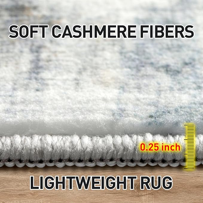 6x9 Area Rugs Washable Rug: Large Modern Abstract Living Room Rug Soft Anti-Skid Thin Carpet Indoor Floor Non-Shedding Carpets for Bedroom Dining Room Farmhouse Nursery Home Office Blue Multi
