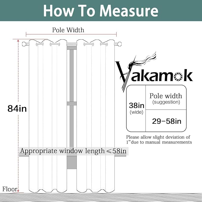 Yakamok 84 Inch Long Blackout Curtains for Bedroom, Thermal Insulated Room Darkening Curtains, Light Blocking Blackout Drapes for Living Room- 2 Panels,38x84 Inch, Charcoal Grey