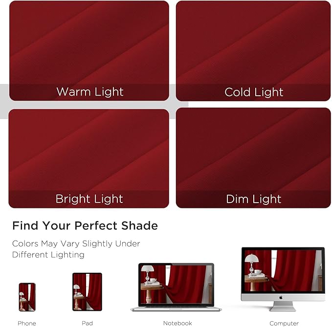 CUCRAF Red Blackout Curtains 84 inch Length 2 Panels Set, Rod Pocket Room Darkening Drapes for Bedroom Living Room, Insulated Thermal Light Blocking Window Curtain (W52 x L84 Inch)
