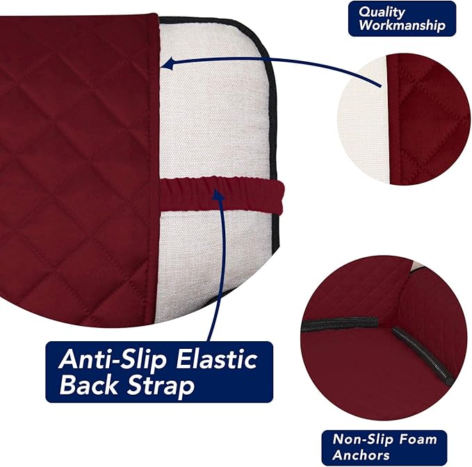 PureFit Reversible Quilted Sofa Cover, Water Resistant Slipcover Furniture Protector, Washable Couch Cover with Non Slip and Elastic Straps for Kids, Pets (Sofa, Red/Ivory)